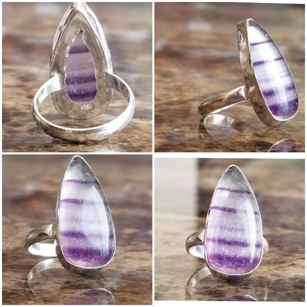 Genuine 8ct Natural Fluorite Ring Size 8 - Picture 5 of 6